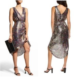 RAMY BROOK Printed Eden Gold Metallic Silk
Blend Dress